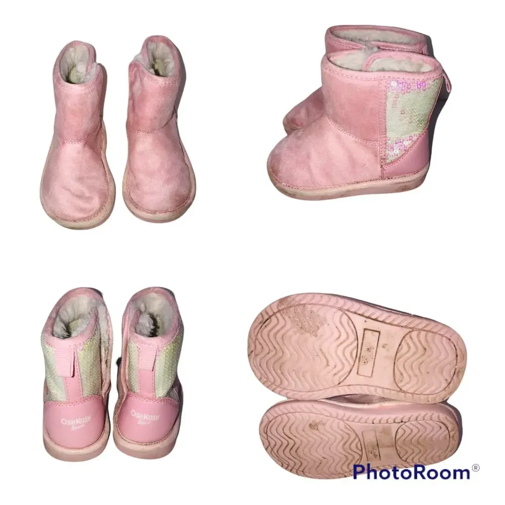 OshKosh Zendayg-01 Pink Little Girls Sequins Booties Size 6